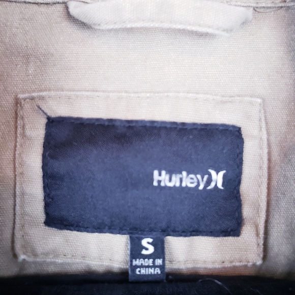 Hurley Womens Khaki Denim Jacket Zip Up collar - Picture 2 of 3